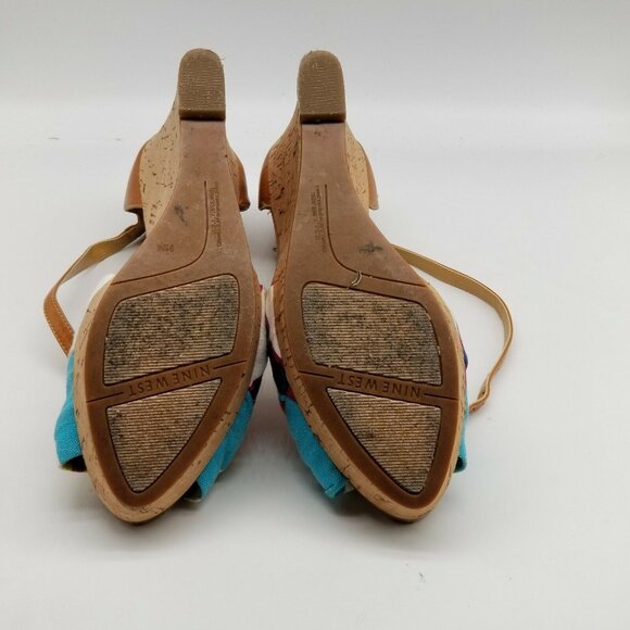 Nine West Womens Multicolor Ankle Strap Wedge‎ Platform Heel Sandals Size 9.5 M - Picture 5 of 8